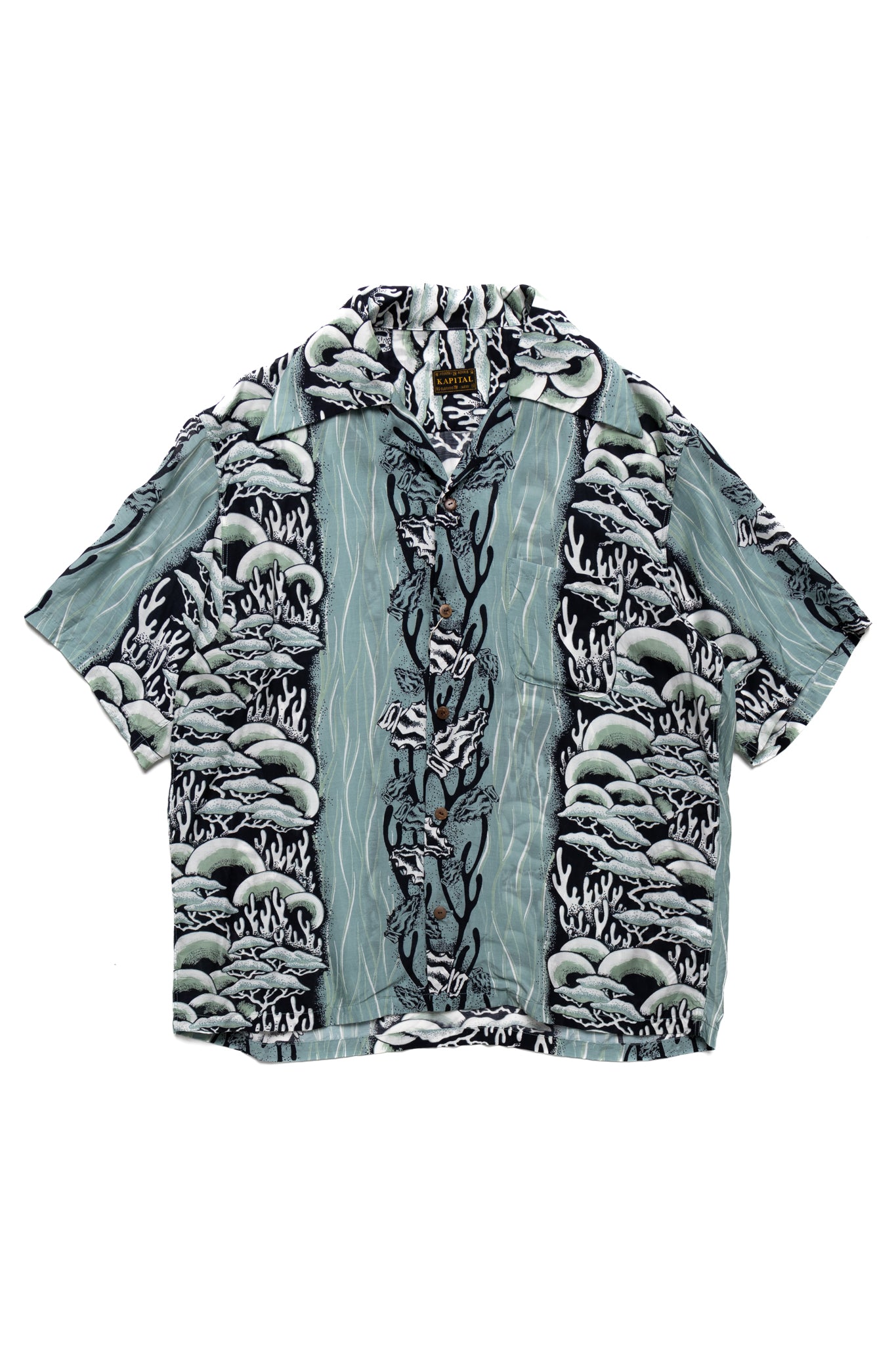Silk Rayon SOUFFLE & ARROWHEAD WRANGLE Collar Aloha Shirt - Turquoise