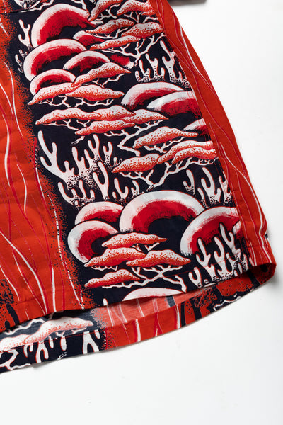 Silk Rayon SOUFFLE & ARROWHEAD WRANGLE Collar Aloha Shirt - Red