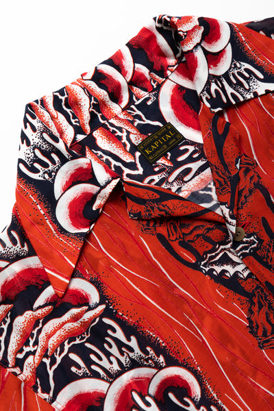 Silk Rayon SOUFFLE & ARROWHEAD WRANGLE Collar Aloha Shirt - Red