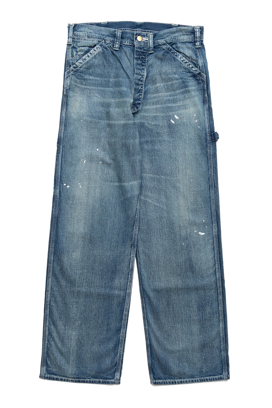 Sugar Cane 11oz Blue Denim Work Pants Aged Model – BLUE IN GREEN SOHO