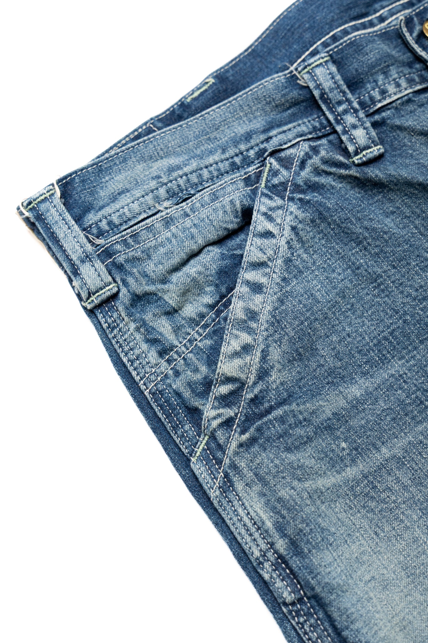 11oz Blue Denim Work Pants Aged Model