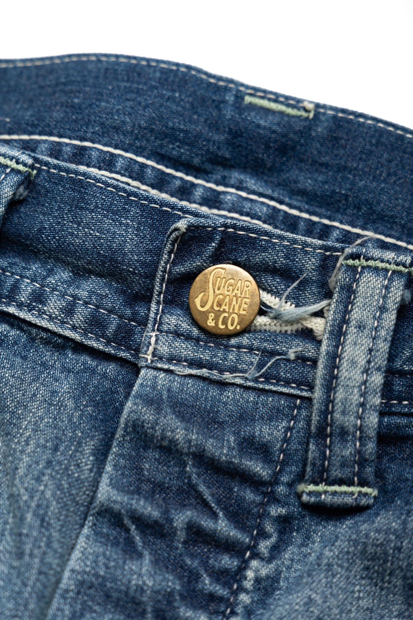 11oz Blue Denim Work Pants Aged Model