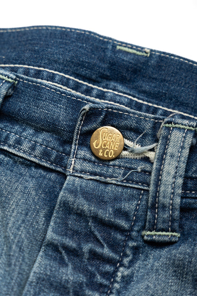 11oz Blue Denim Work Pants Aged Model