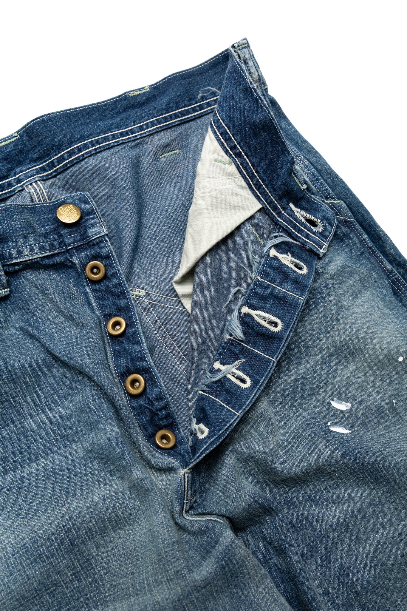 11oz Blue Denim Work Pants Aged Model