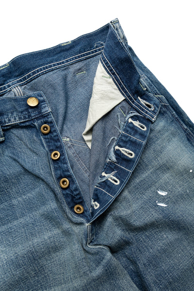 11oz Blue Denim Work Pants Aged Model