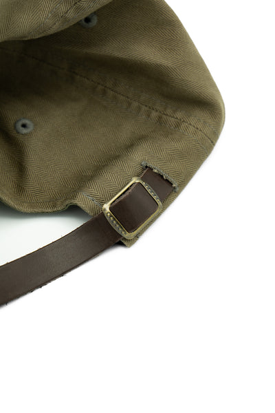 6 Panel Herringbone Cap - Olive
