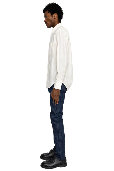 Vintage Button Down Shirt - Cream Cotton/Linen Dobby Stripe