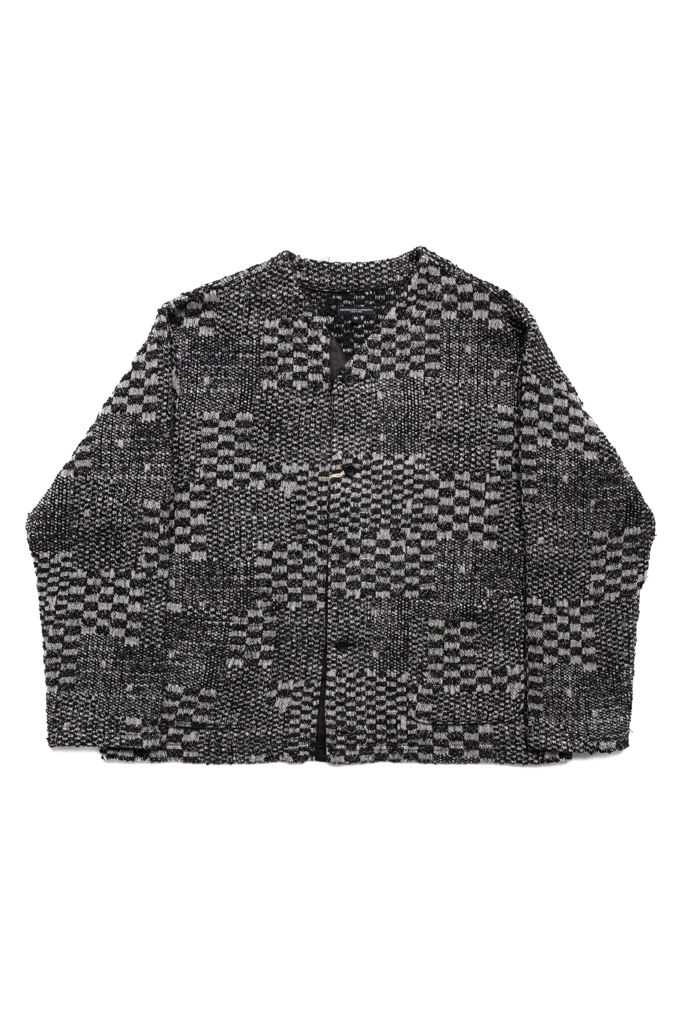 Knit Cardigan Block Jacquard - Black/White