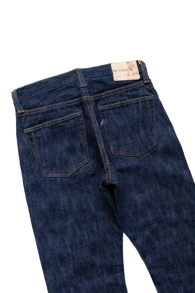 KS-15oz-019 Kasuri Denim Relax Tapered Jeans Blue In Green Version