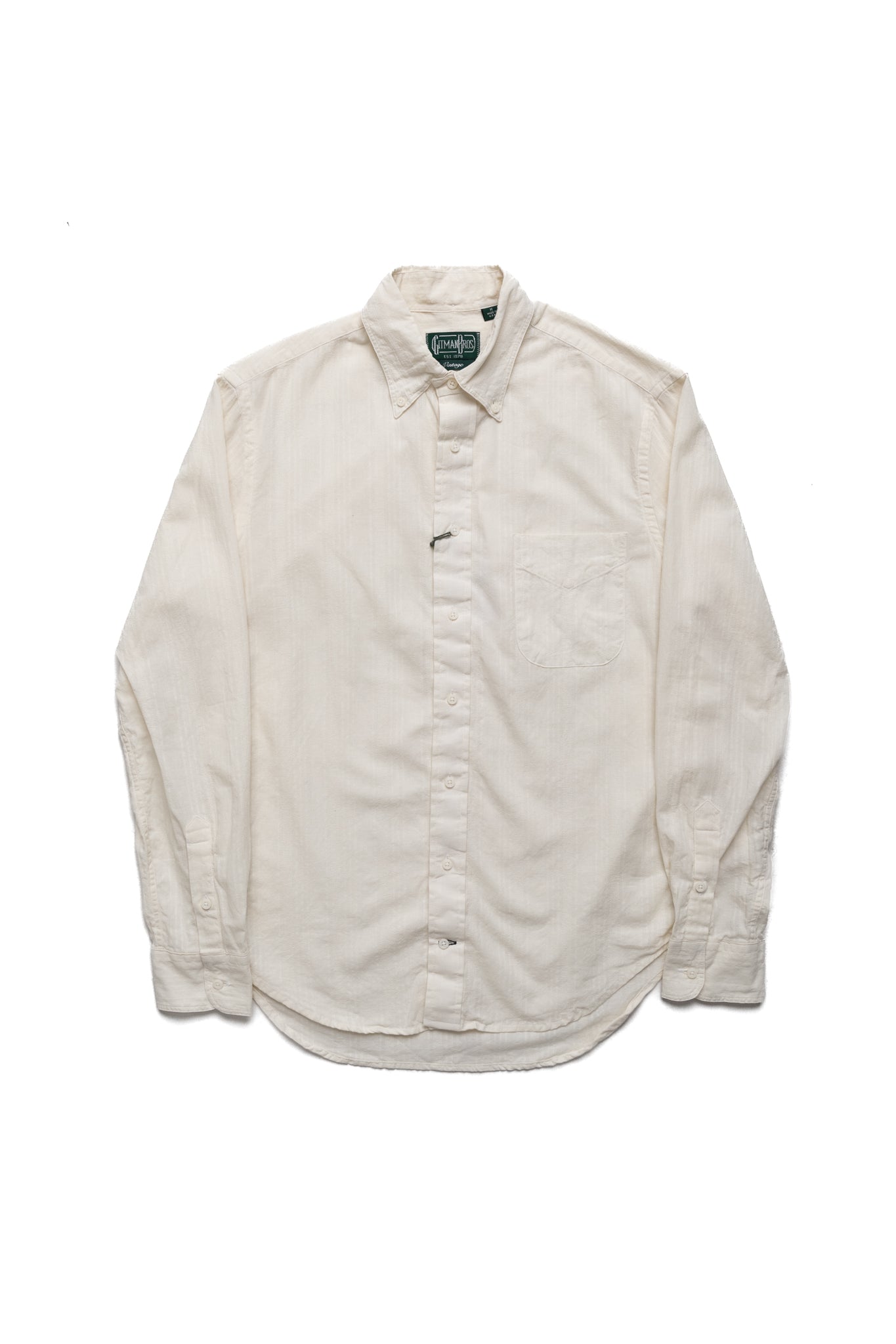 Vintage Button Down Shirt - Cream Cotton/Linen Dobby Stripe