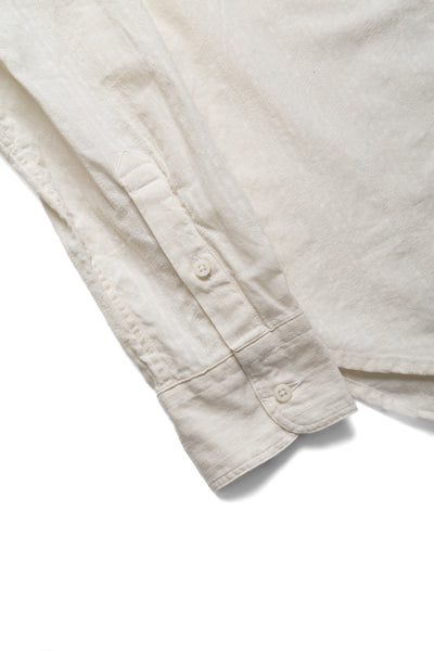 Vintage Button Down Shirt - Cream Cotton/Linen Dobby Stripe