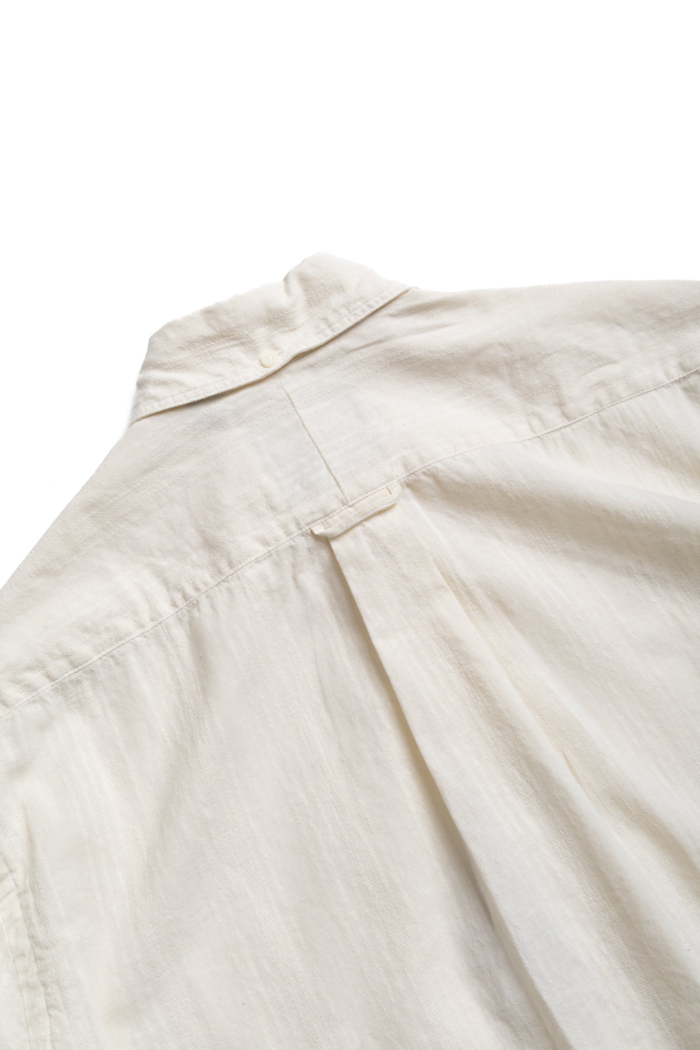 Vintage Button Down Shirt - Cream Cotton/Linen Dobby Stripe