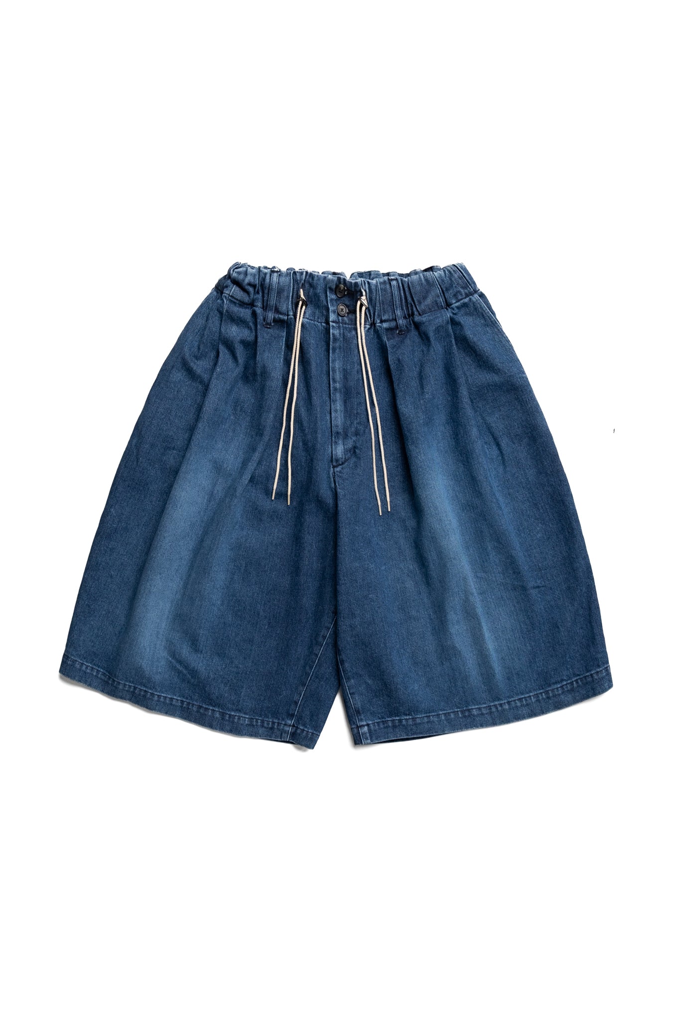 Circular Short Pants Denim Damaged - Indigo