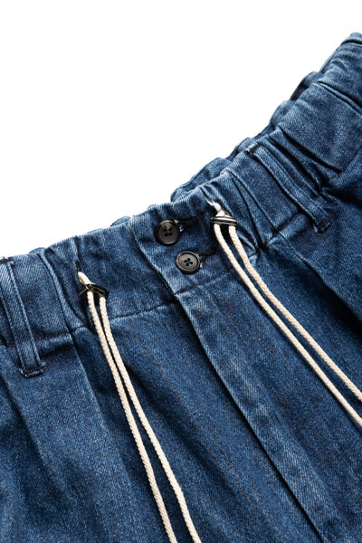 Circular Short Pants Denim Damaged - Indigo