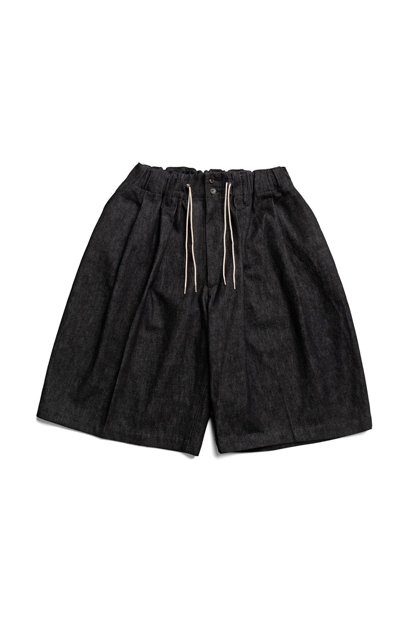 Circular Short Pants Denim One Wash - Black