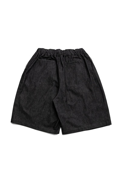 Circular Short Pants Denim One Wash - Black