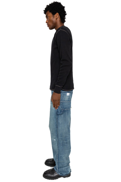 11oz Blue Denim Work Pants Aged Model