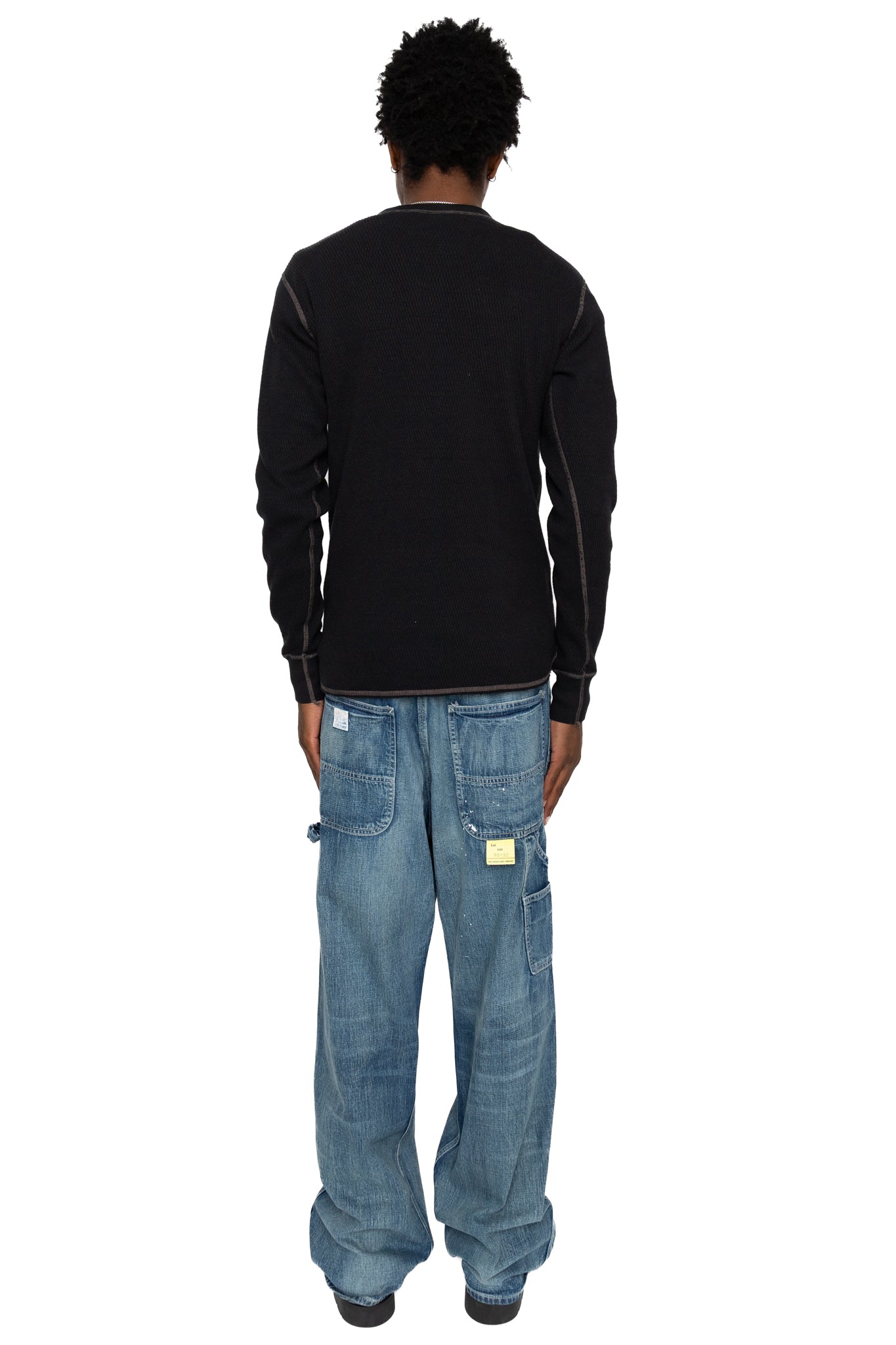 11oz Blue Denim Work Pants Aged Model