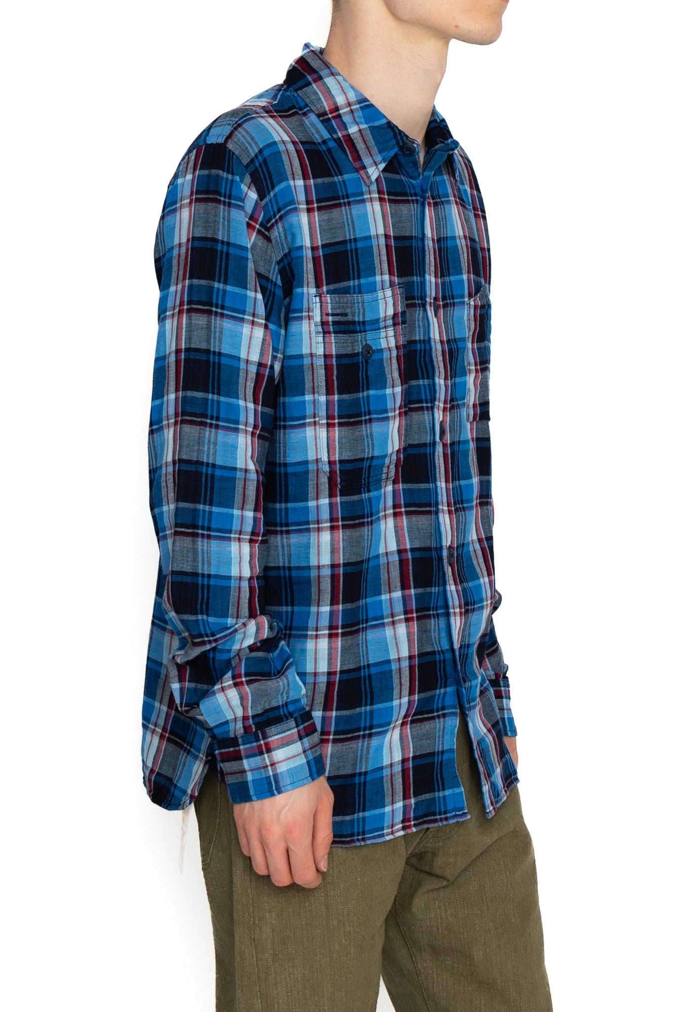 Double Gauze Check Shirt - Indigo