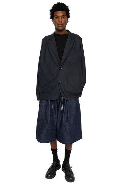 Circular Short Pants Denim One Wash - Indigo