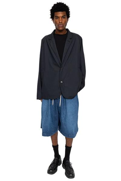 Circular Short Pants Denim Damaged - Indigo