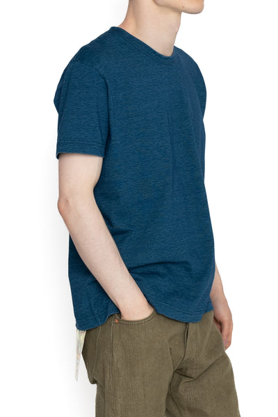Indigo Jersey Crew Neck T-shirt - Greencast Indigo