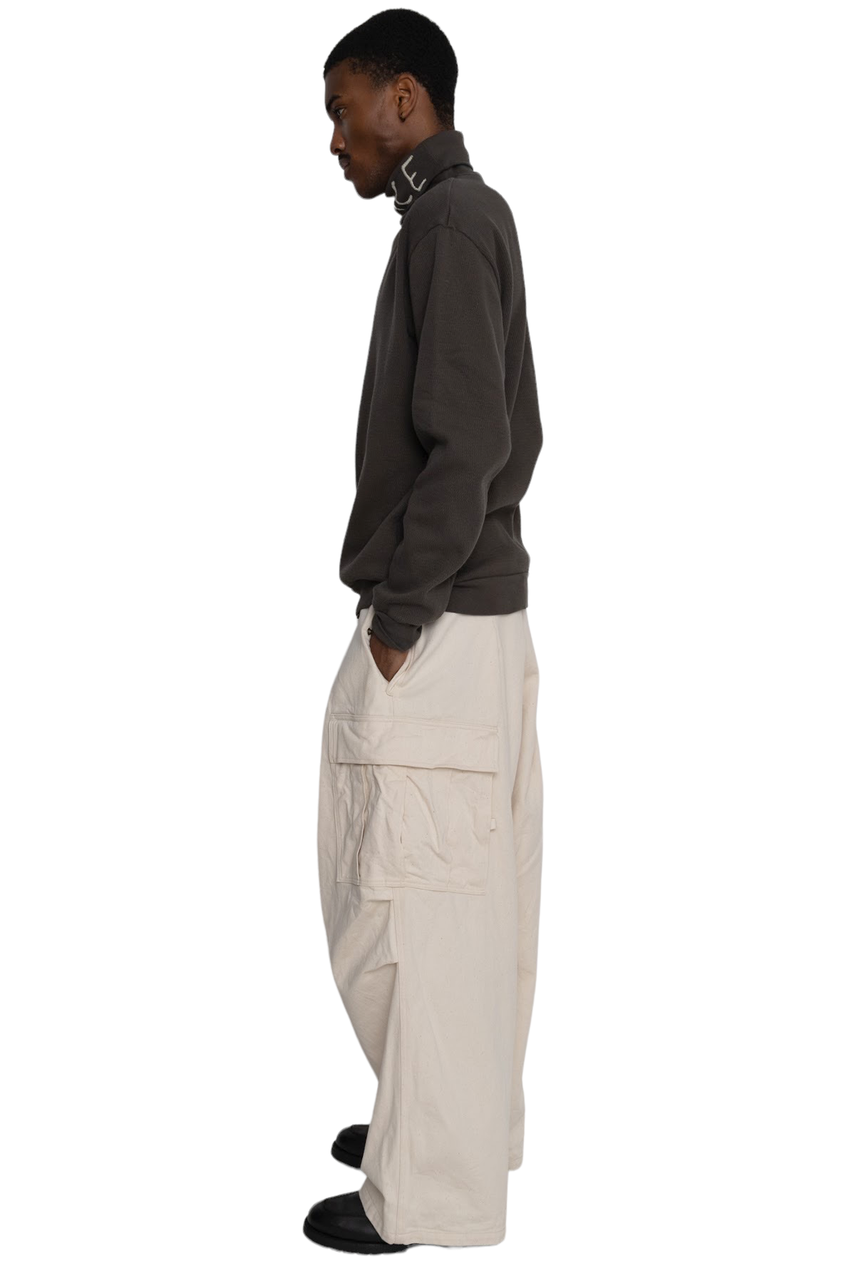 Heavy Drill Cotton JUMBO Cargo Pants - Ecru