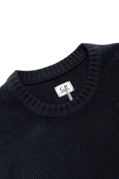 Chenille Cotton Crew Neck Knit - Total Eclipse