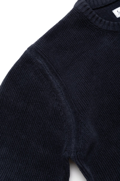 Chenille Cotton Crew Neck Knit - Total Eclipse