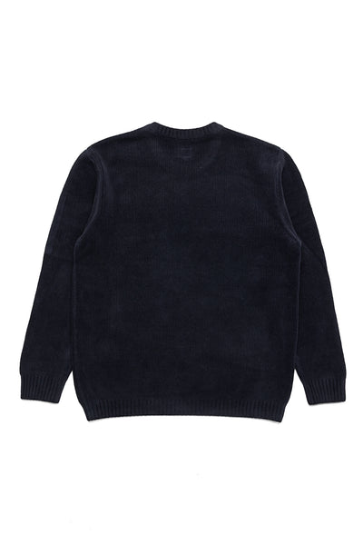 Chenille Cotton Crew Neck Knit - Total Eclipse