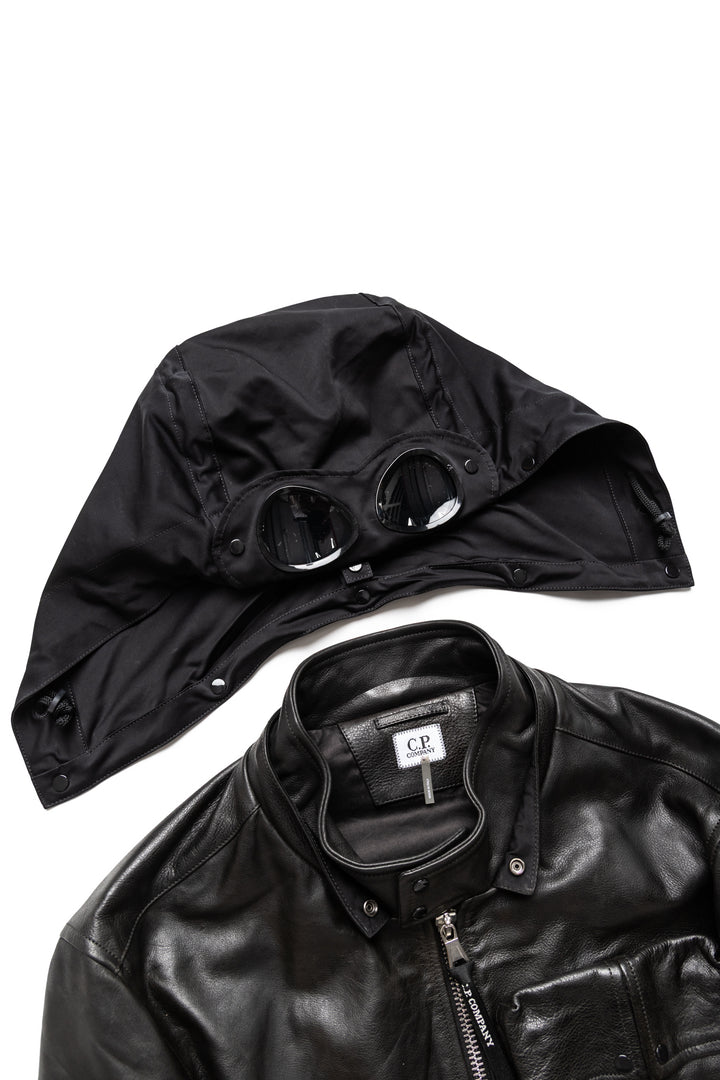 希少 C.P. Company goggle leather jacket C.P. COMPANY Medium Leather Jacket - Black – BLUE IN GREEN SOHO
