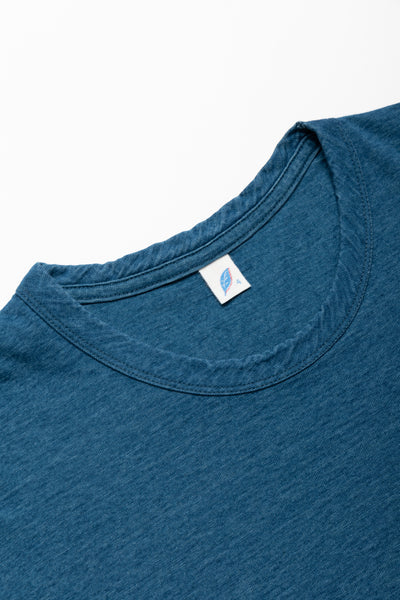 Indigo Jersey Crew Neck T-shirt - Greencast Indigo