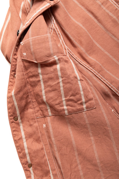 Linen PHILLIES Stripe CACTUS Coverall - SOHO Brick