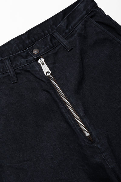 14oz BLKxBLK Denim ZIPPER PORT Baggy Pants - Black x Black