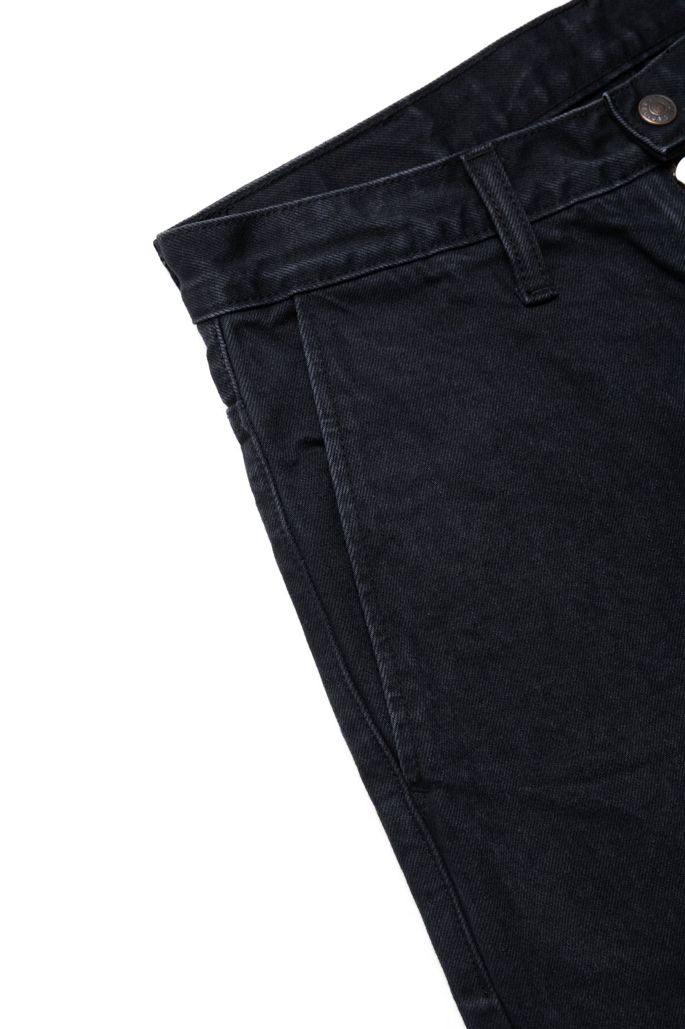 14oz BLKxBLK Denim ZIPPER PORT Baggy Pants - Black x Black