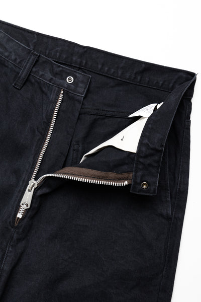 14oz BLKxBLK Denim ZIPPER PORT Baggy Pants - Black x Black