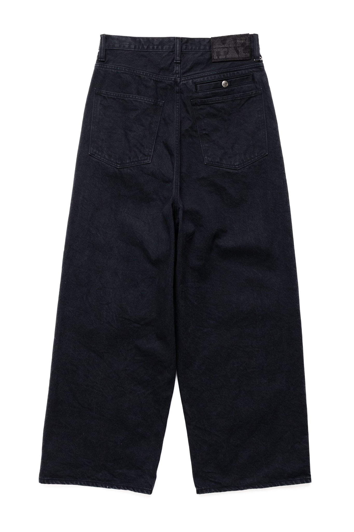 14oz BLKxBLK Denim ZIPPER PORT Baggy Pants - Black x Black