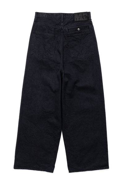 14oz BLKxBLK Denim ZIPPER PORT Baggy Pants - Black x Black