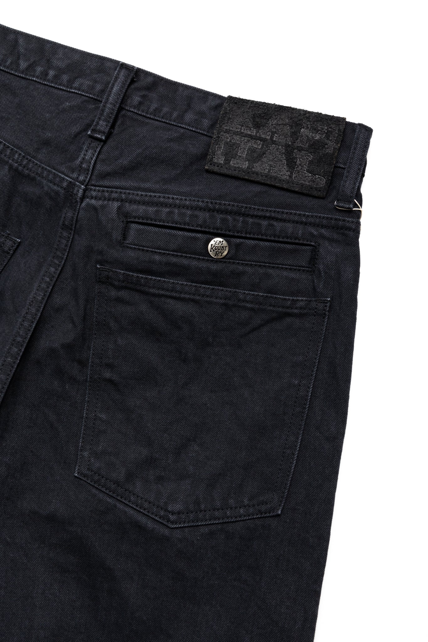 14oz BLKxBLK Denim ZIPPER PORT Baggy Pants - Black x Black