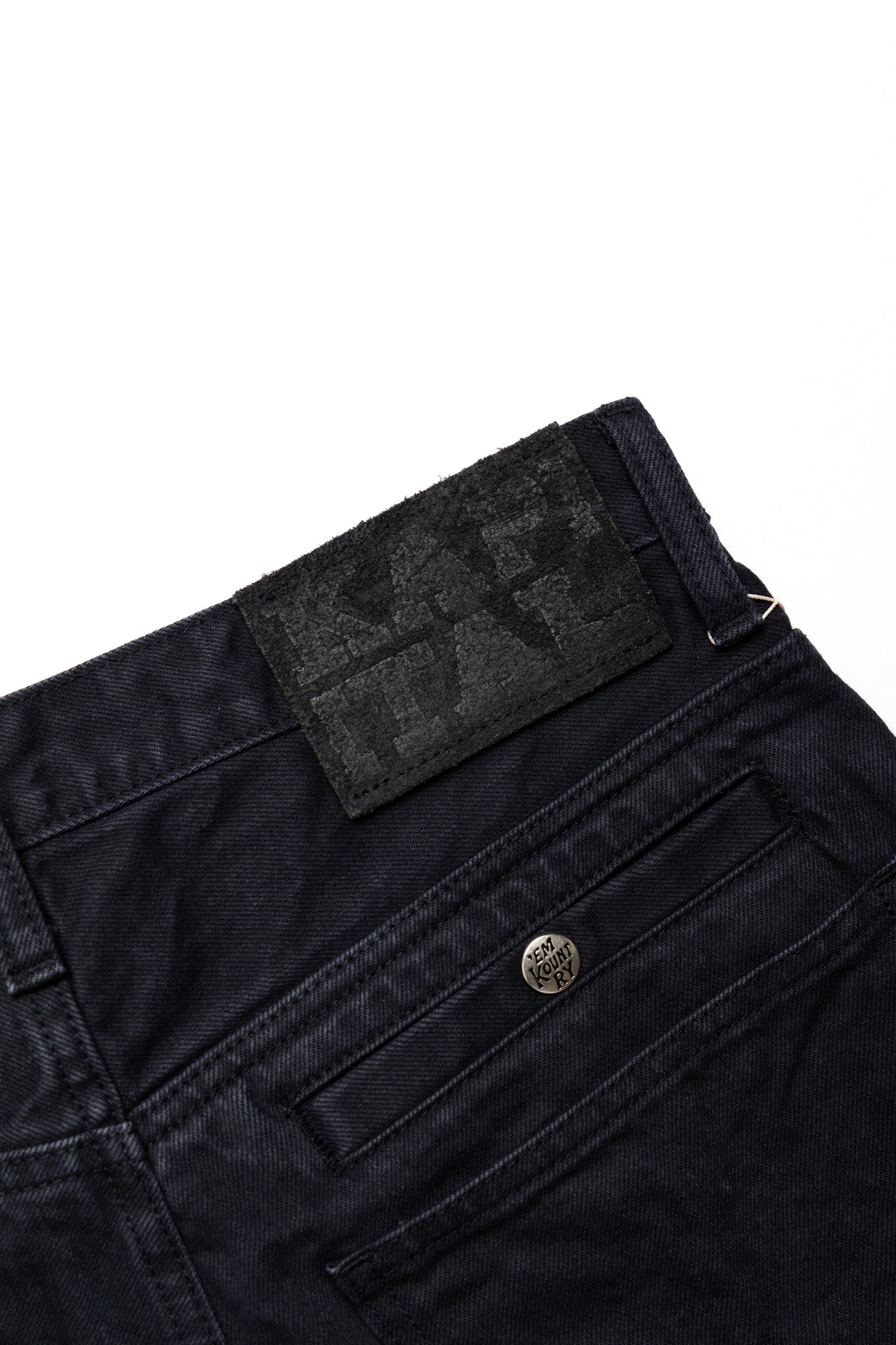 14oz BLKxBLK Denim ZIPPER PORT Baggy Pants - Black x Black