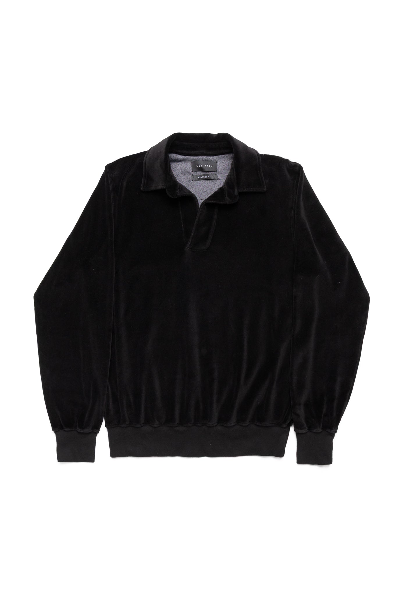 Velour Moto Back Polo - Jet Black