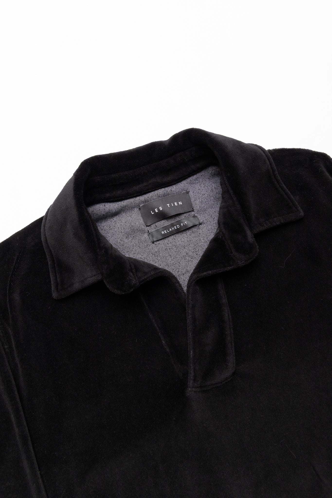 Velour Moto Back Polo - Jet Black