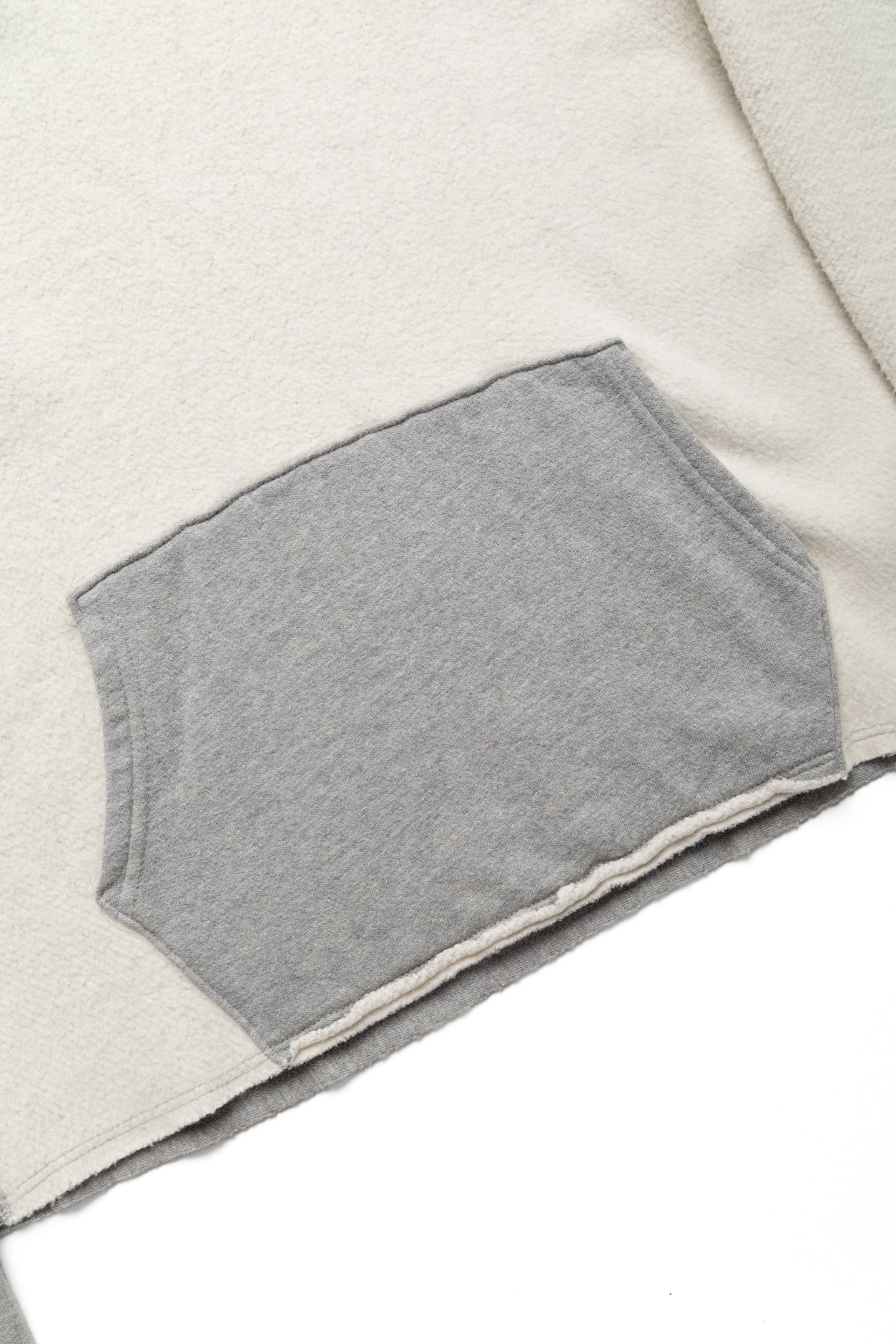 Raw Cropped Inside Out Hoodie Heavyweight Fleece - Heather Grey