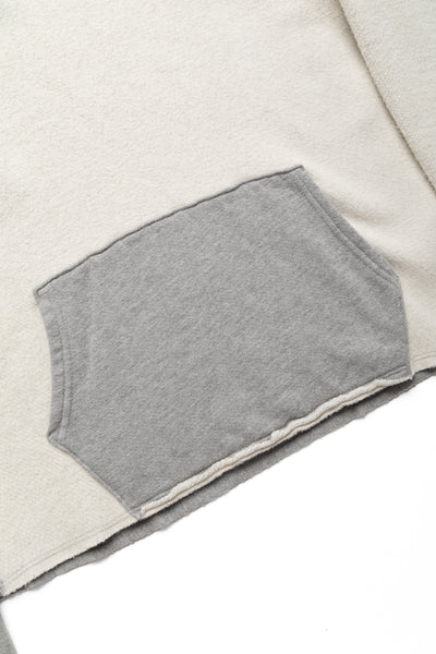 Raw Cropped Inside Out Hoodie Heavyweight Fleece - Heather Grey