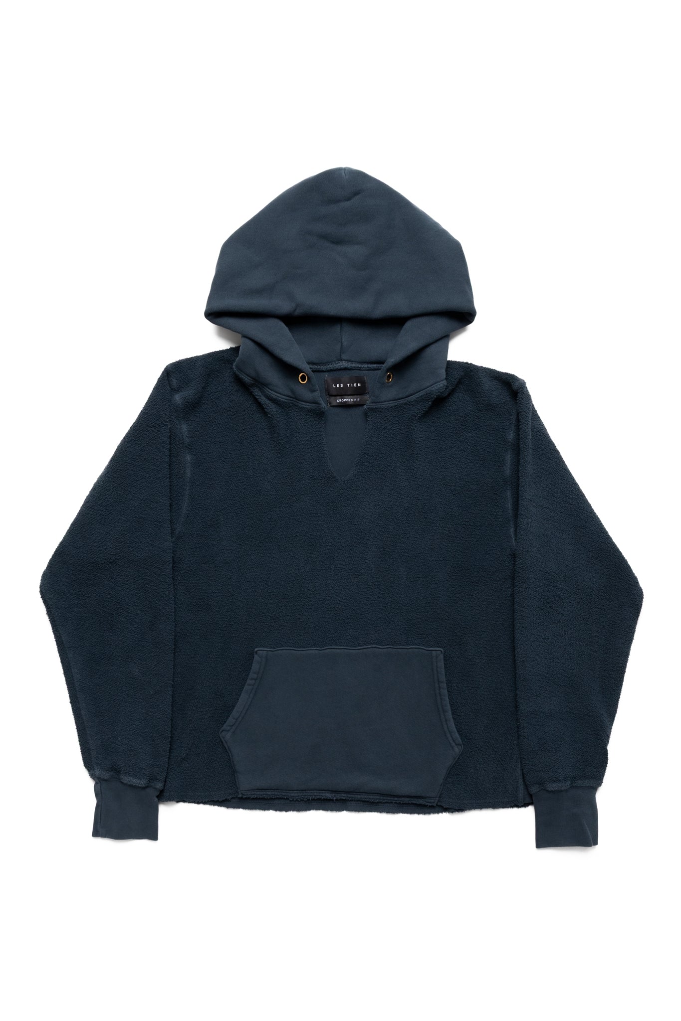 Raw Cropped Inside Out Hoodie Heavyweight Fleece - Faded Black