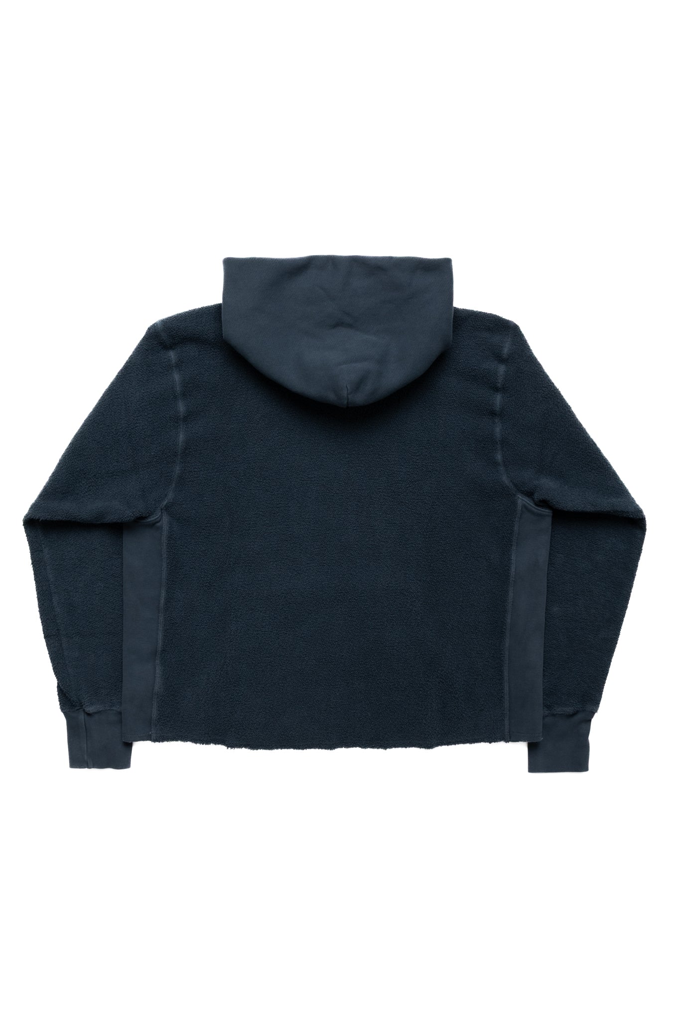 Raw Cropped Inside Out Hoodie Heavyweight Fleece - Faded Black