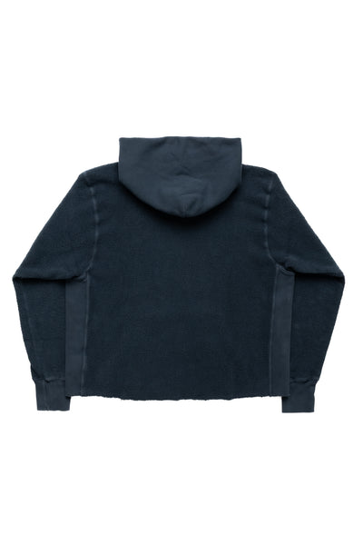 Raw Cropped Inside Out Hoodie Heavyweight Fleece - Faded Black