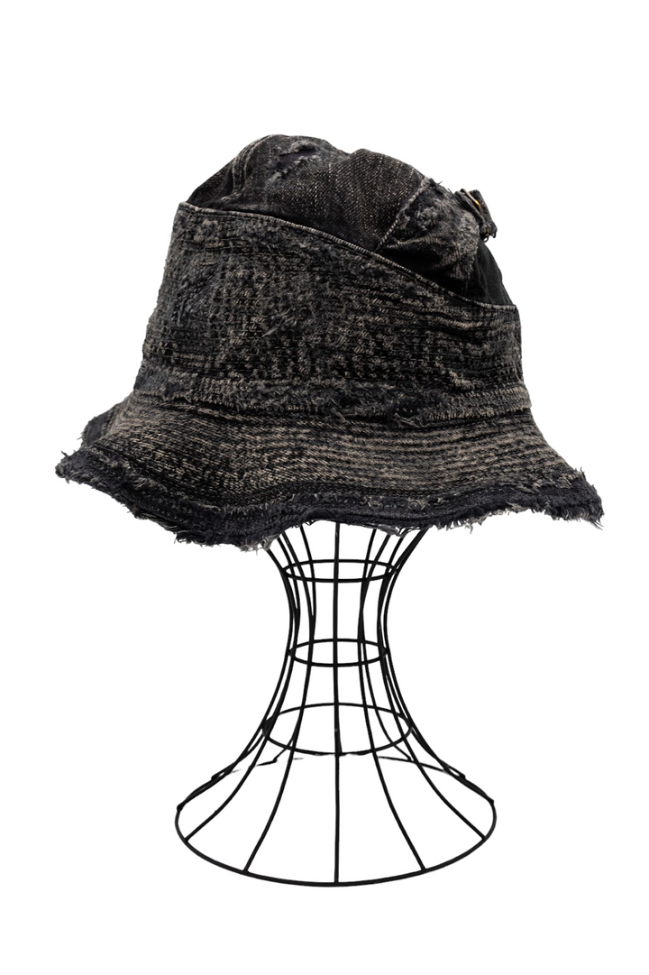Kapital 11.5oz BLKxBLK Denim THE OLD MAN AND THE SEA Hat (Crash
