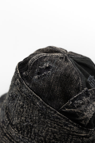 11.5oz BLKxBLK Denim THE OLD MAN AND THE SEA Hat (Crash Remake)
