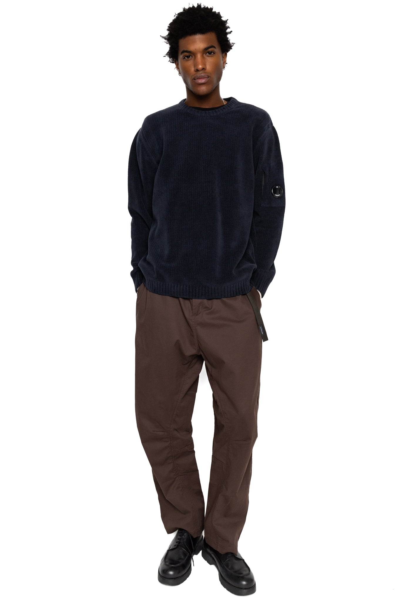 Chenille Cotton Crew Neck Knit - Total Eclipse